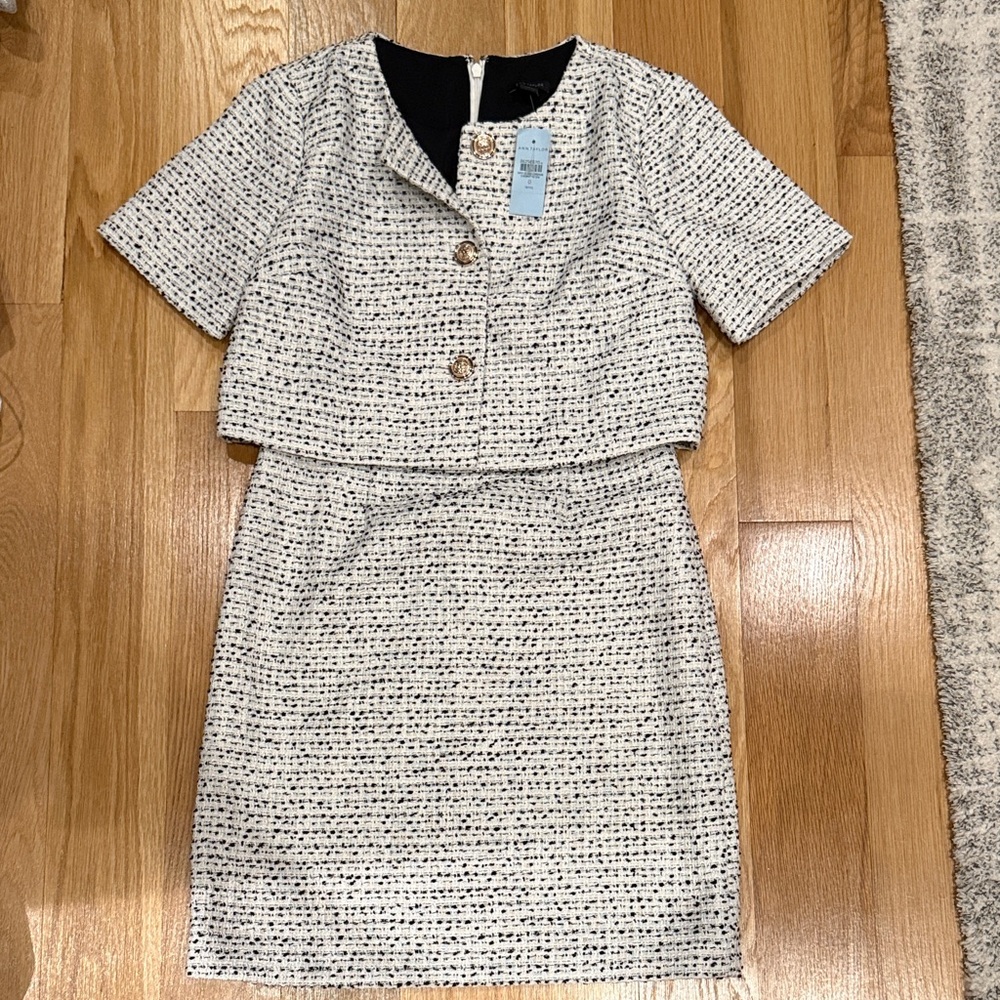 Ann Taylor Black and White Tweed Dress